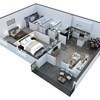 Floor plan for 2 beds, 2 baths, 985 sqft
